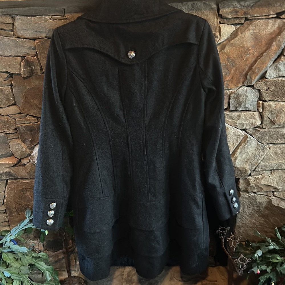Guess Gray Wool Double Breasted Medium Coat; Fully Lined; Silver Buttons; NWOT - Picture 5 of 12